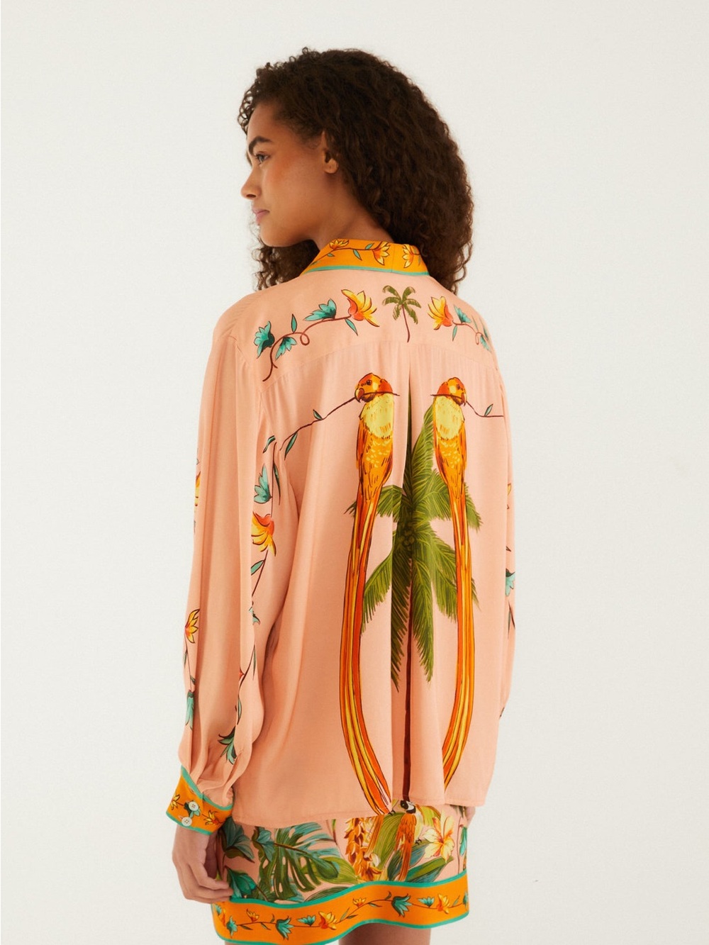 Farm Rio Multicolor Birds Collared Shirt - Picture 3 of 4